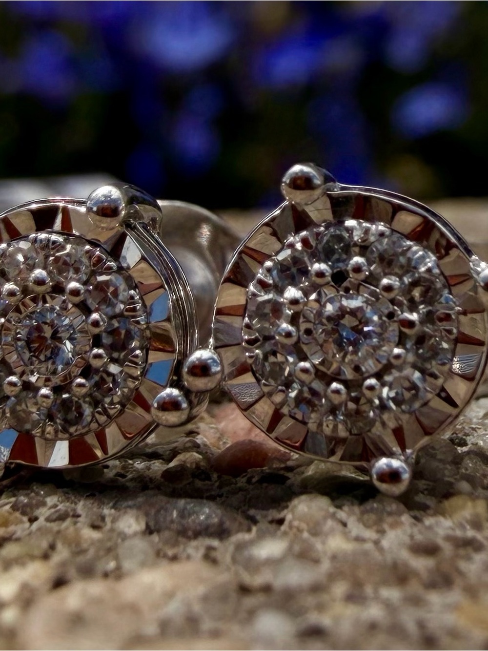 Natural Diamond 0.102 CTW Rhodium Sterling Silver Stud Earrings
